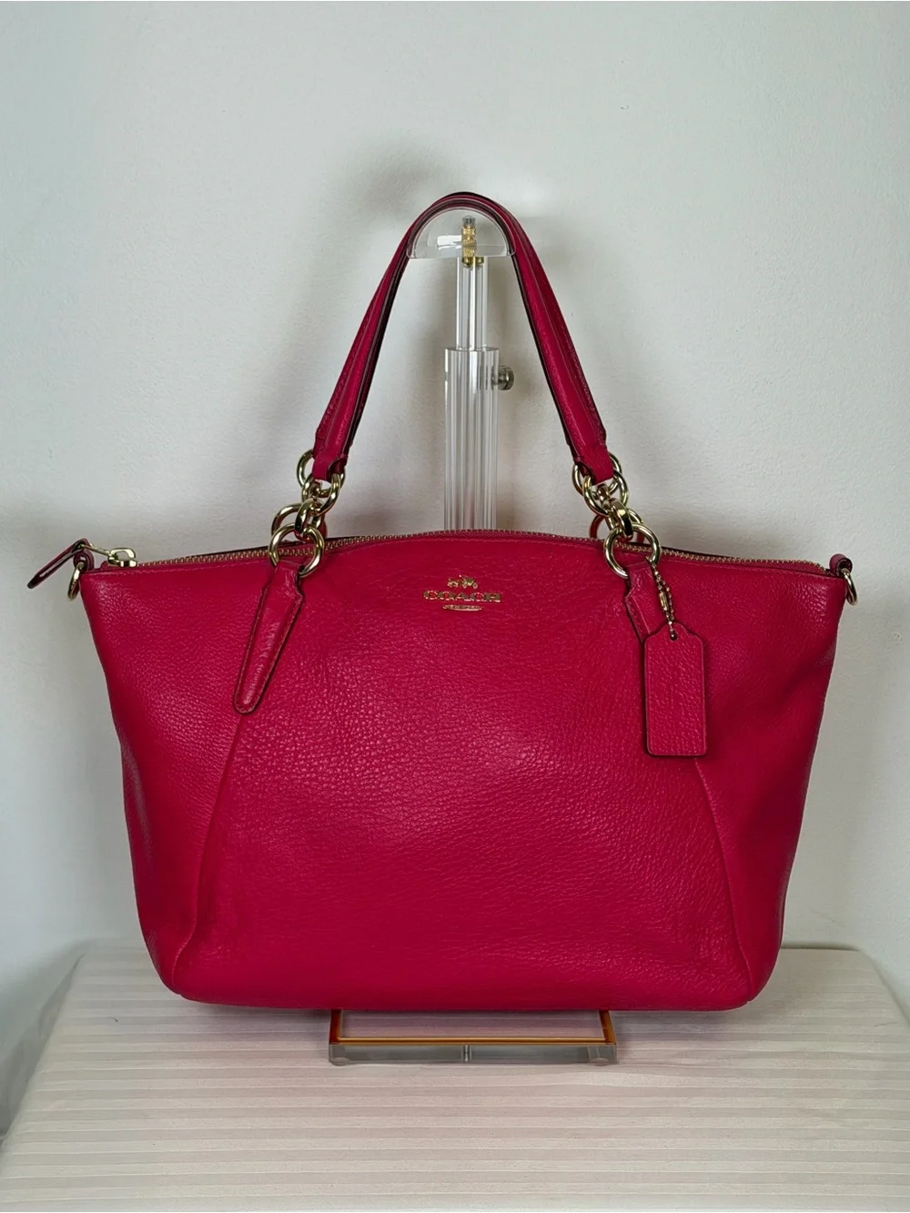 Coach Small ‘Kelsey’ Satchel Handbag Dual Top Handles Gold-Tone Hardware